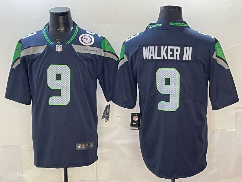 Men 2026 Seattle Seahawks #9 Walker iii Blue Nike Limited NFL Jersey 04